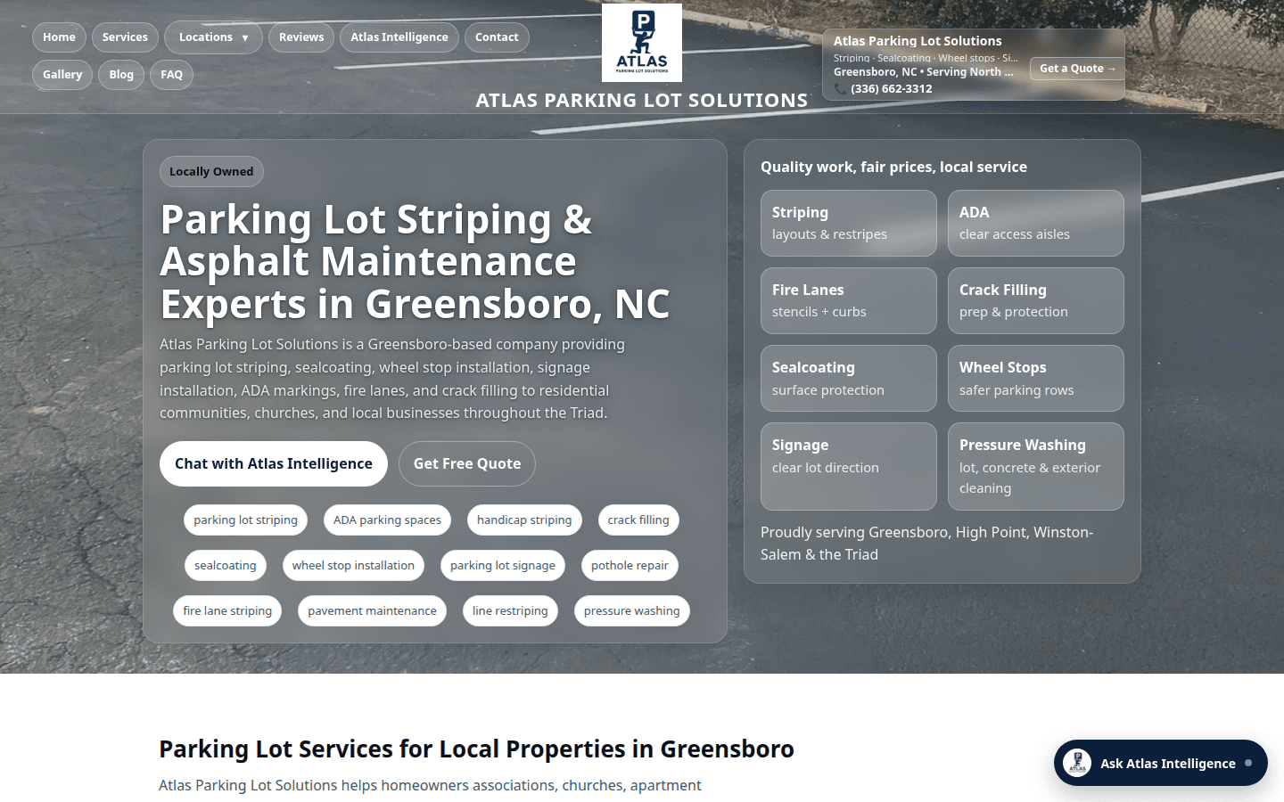 Atlas Lot Care website